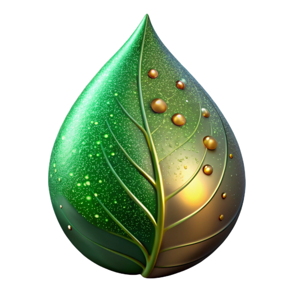beautiful classic Green Leaf with Dewdrop Cutout professional png
