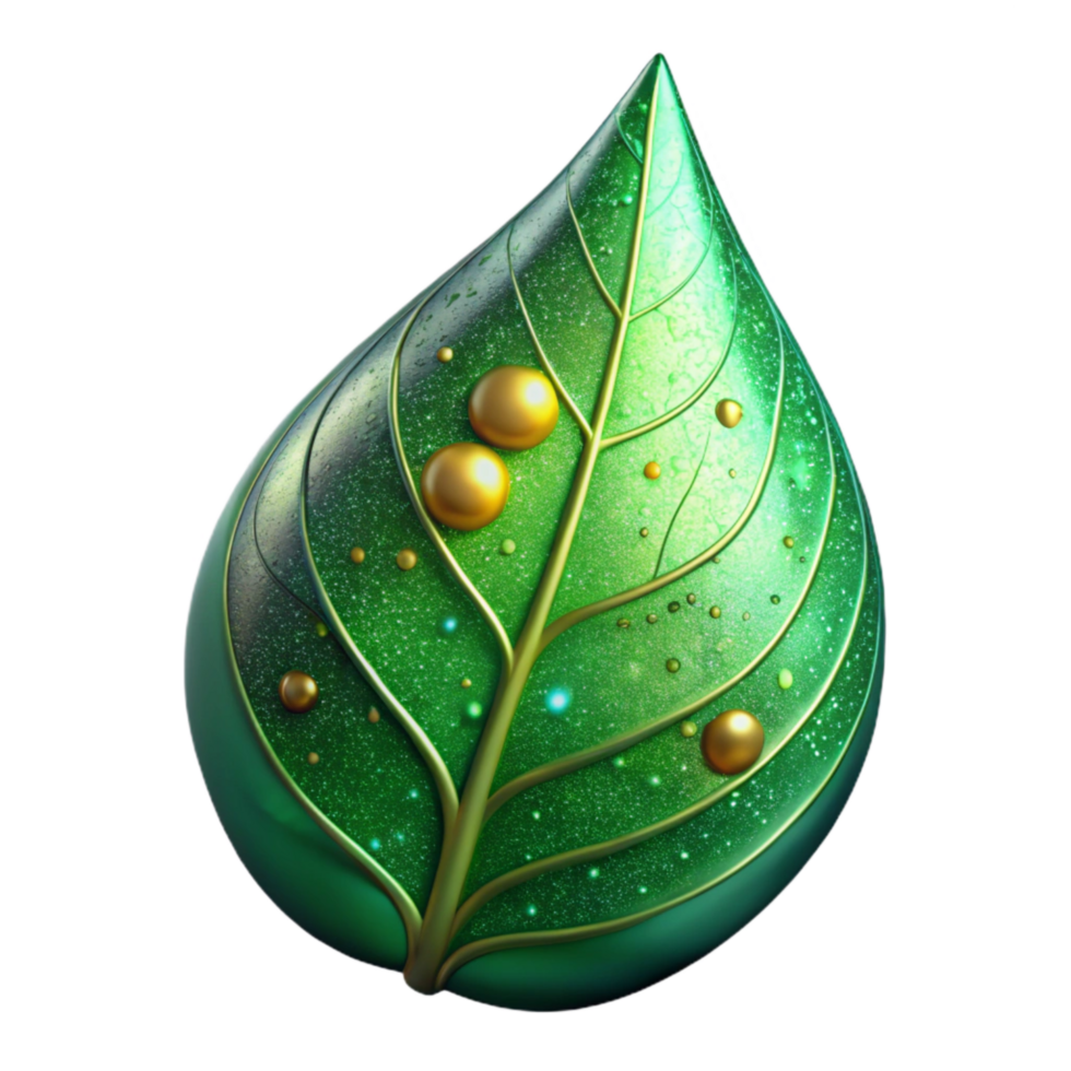 extraordinary modern Green Leaf with Dewdrop Cutout authentic png