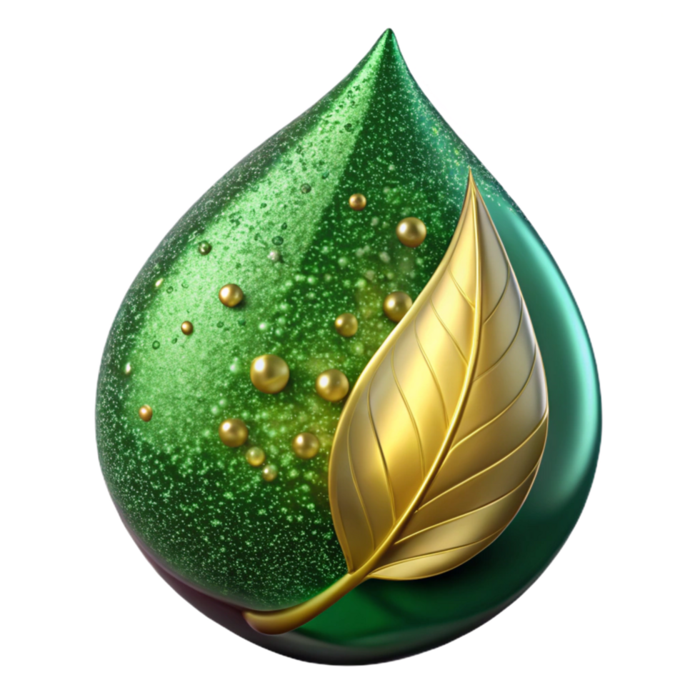 serene rustic Green Leaf with Dewdrop Cutout png