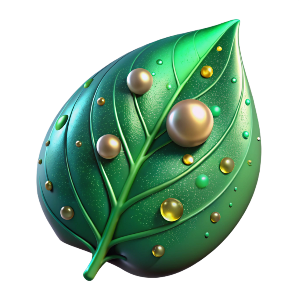 magnificent creative Green Leaf with Dewdrop Cutout png
