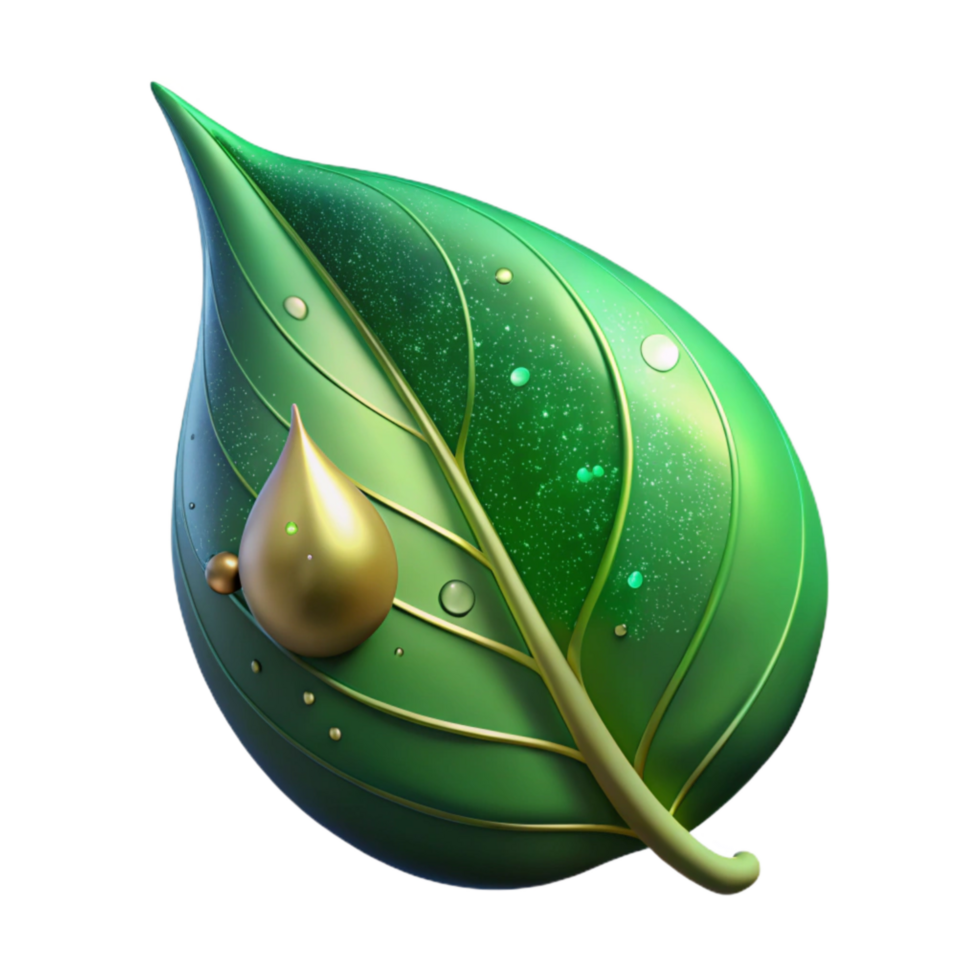 beautiful artistic Green Leaf with Dewdrop Cutout png