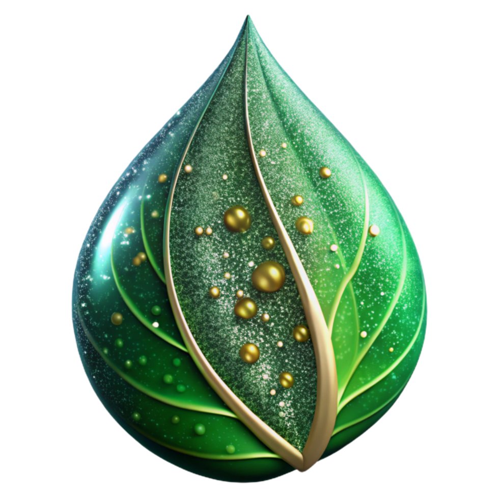 wonderful modern Green Leaf with Dewdrops Close Up Transparent Background original png