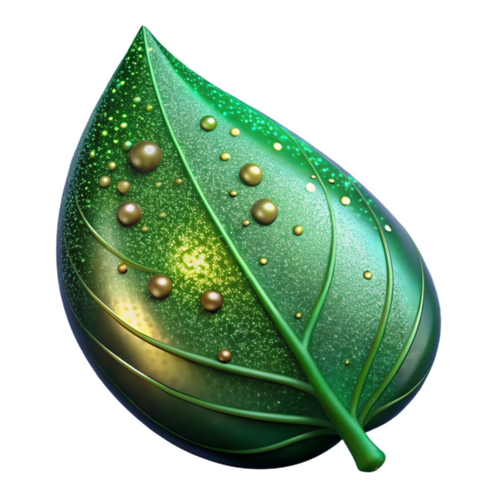 extraordinary creative Green Leaf with Dewdrop Cutout original png