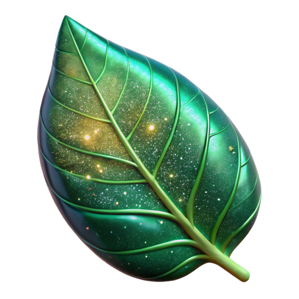dramatic contemporary Green Leaf with Veins Close Up Cutout Transparent Background exclusive png