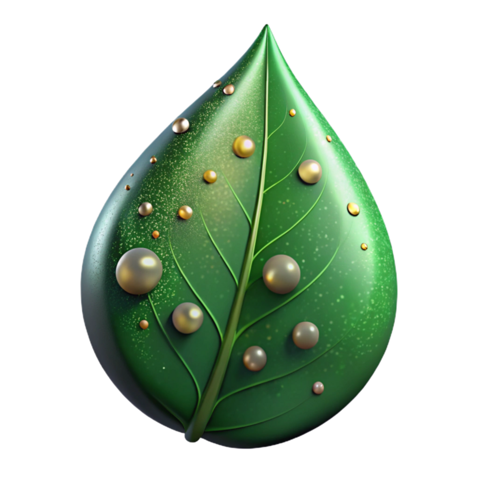 dramatic creative Green Leaf with Water Droplets Close Up Isolated high resolution png