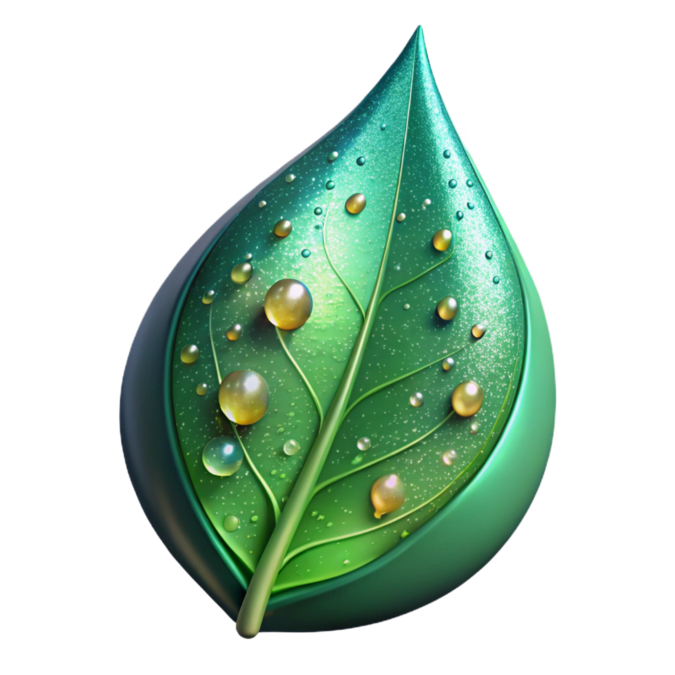 extraordinary contemporary Green Leaf with Water Droplets Close Up Isolated genuine png