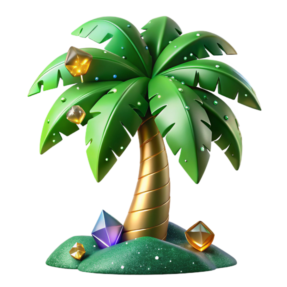 vibrant traditional Green Palm Tree Silhouette Cutout Element exclusive png