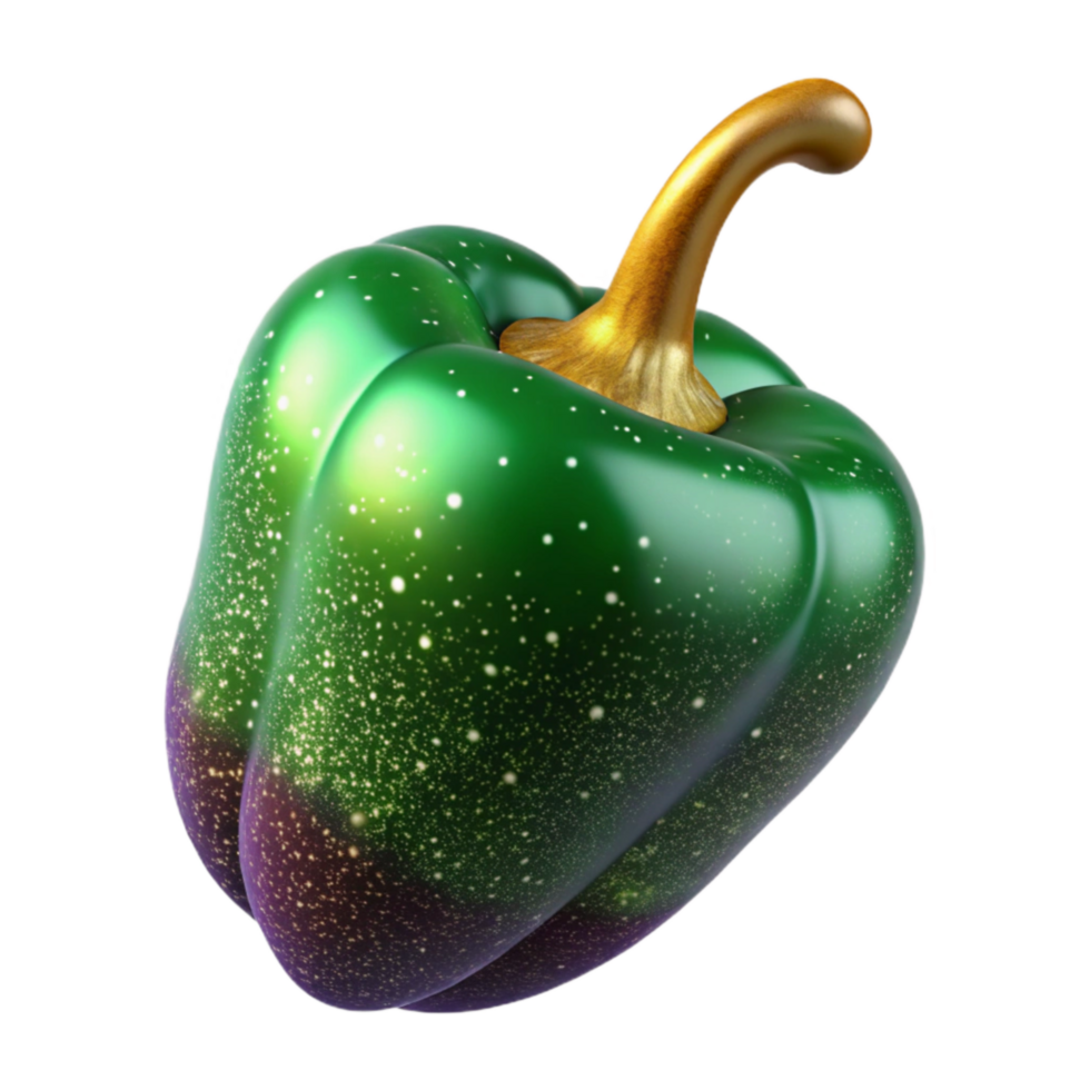 extraordinary artistic Green Pepper Side View with Stem Isolated png