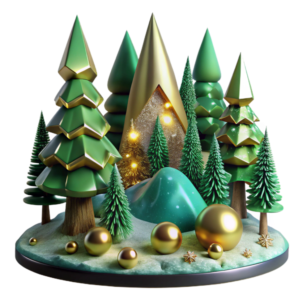 magnificent minimalist Green Pine Tree Forest Scene Isolated Element original png