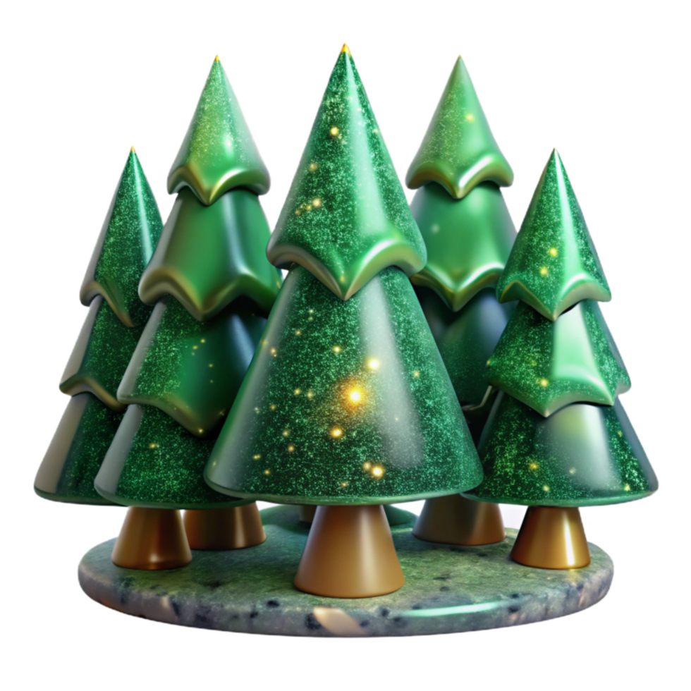 vibrant traditional Green Pine Tree Forest Scene Isolated Element exclusive png