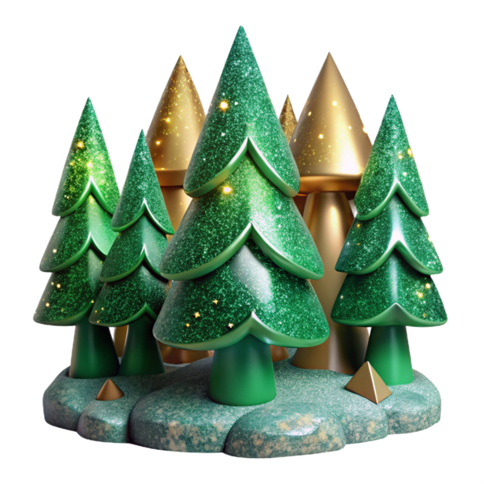 beautiful modern Green Pine Tree Forest Scene Isolated Element png