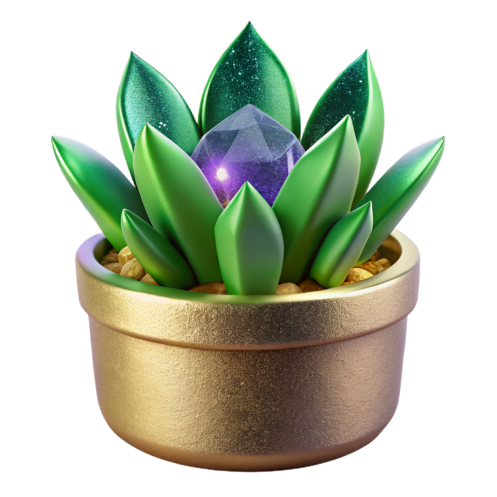 elegant abstract Green Plant in Pot Side View Transparent Cutout detailed png