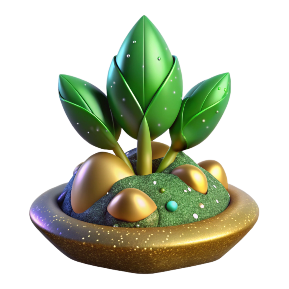 elegant minimalist Green Plant Sprouting From Soil Cutout premium png