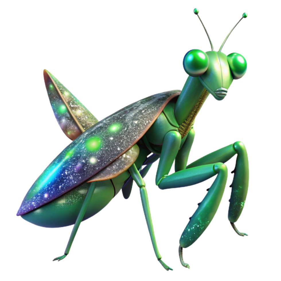 vibrant artistic Green Praying Mantis Side View Cutout original png