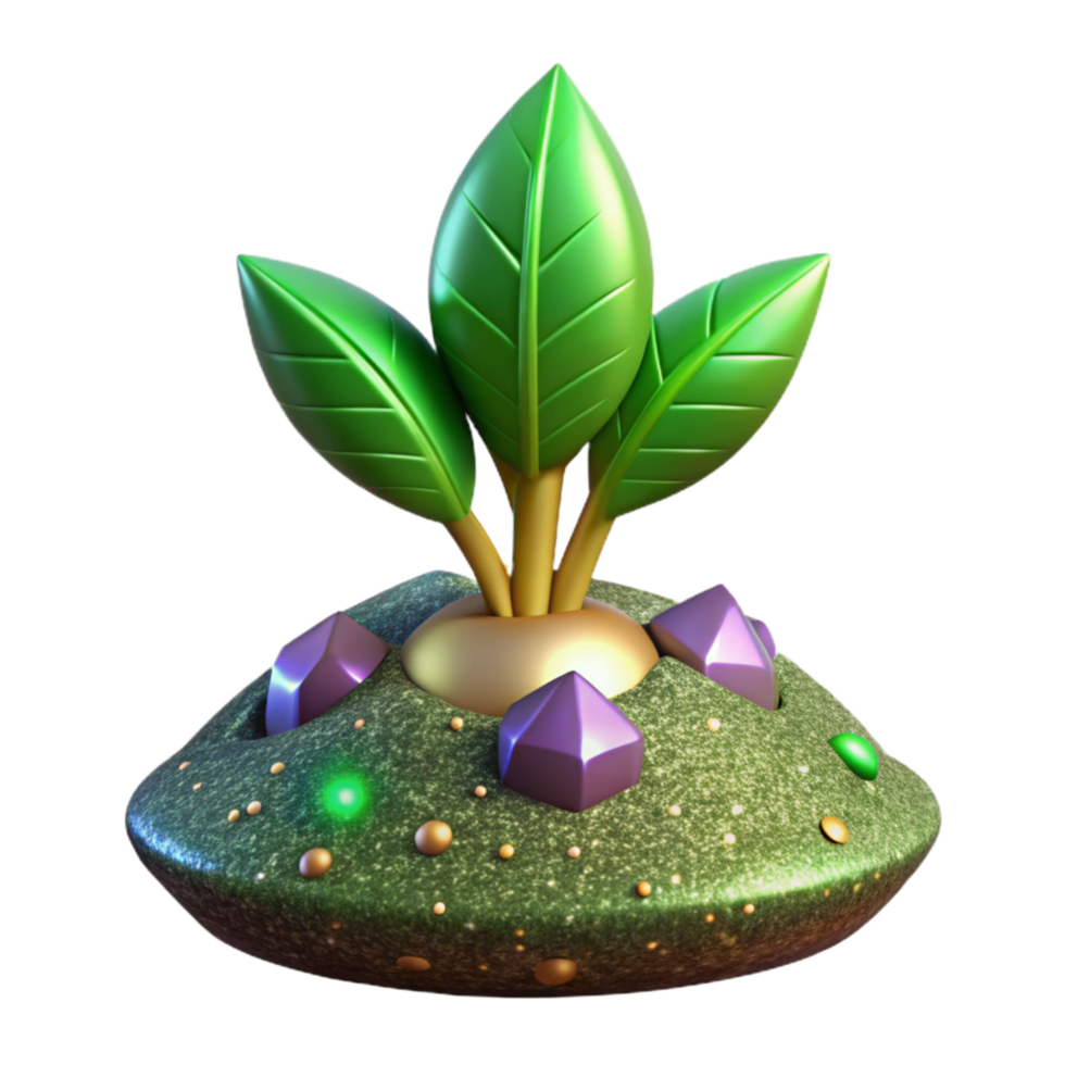 wonderful minimalist Green Sprouting Plant in Soil Cutout Transparent Background original png