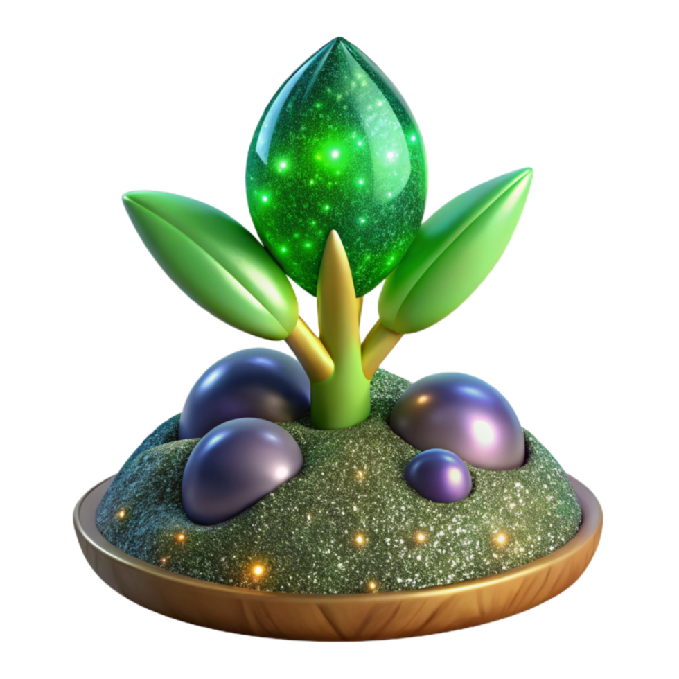 stunning artistic Green Sprouting Plant in Soil Cutout Transparent Background genuine png