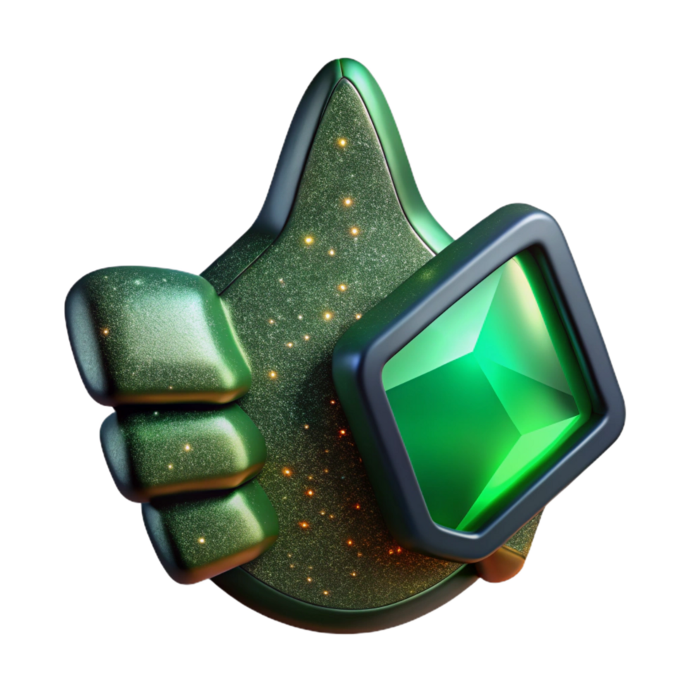 dramatic minimalist Green Thumbs Up Icon Transparent Background high resolution png