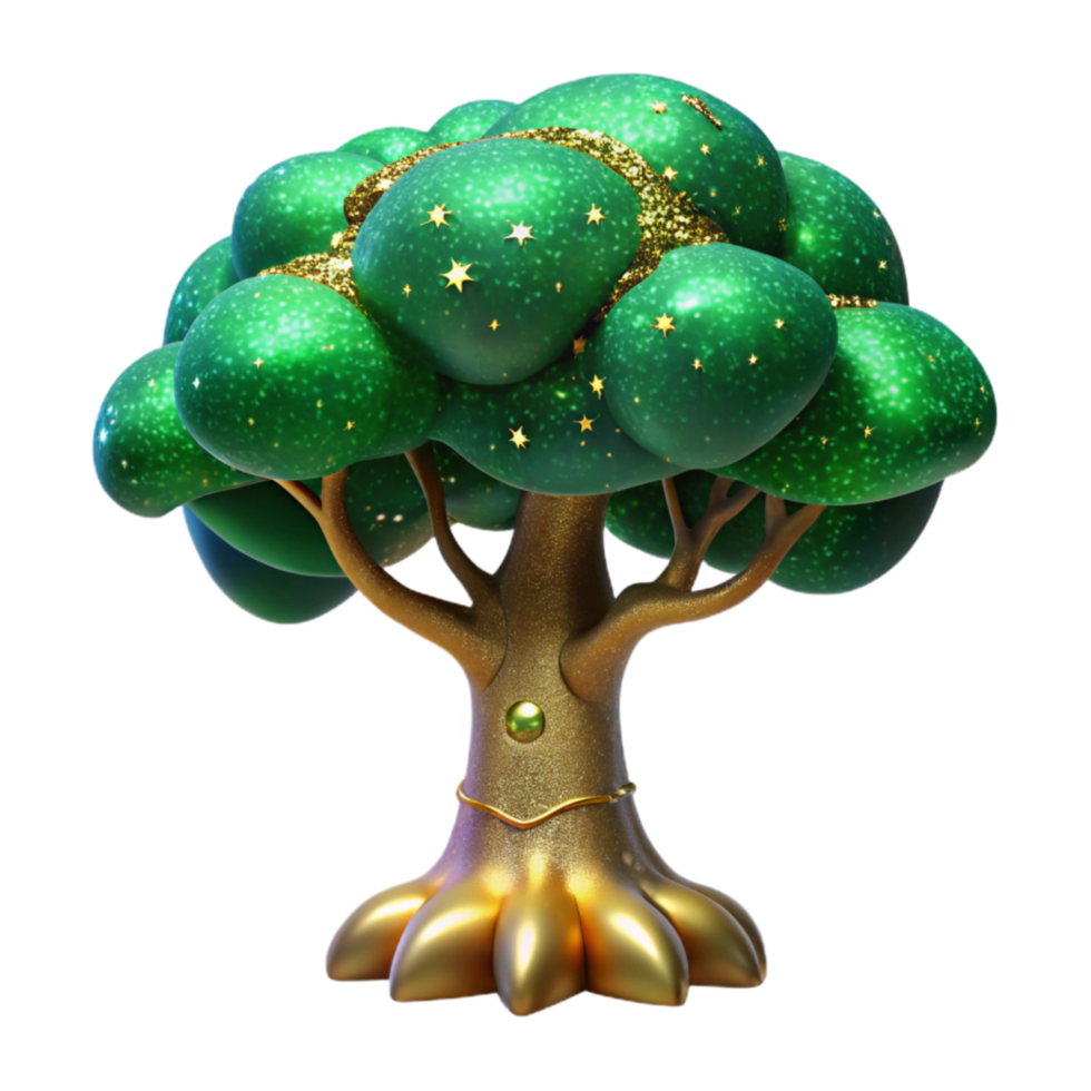 magnificent abstract Green Tree with Roots Visible Isolated genuine png