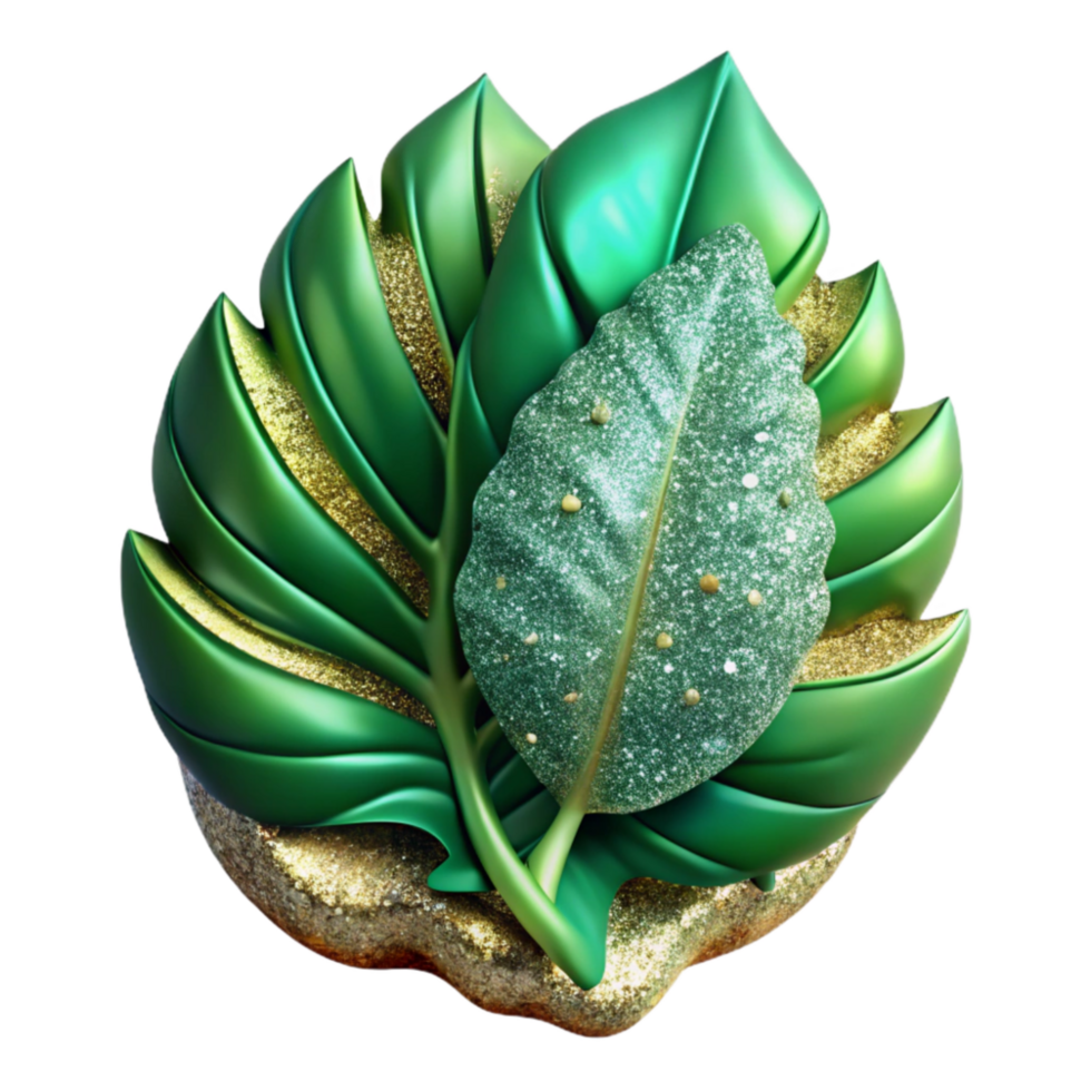 extraordinary rustic Green Tropical Leaf Front View Transparent Background Cutout original png
