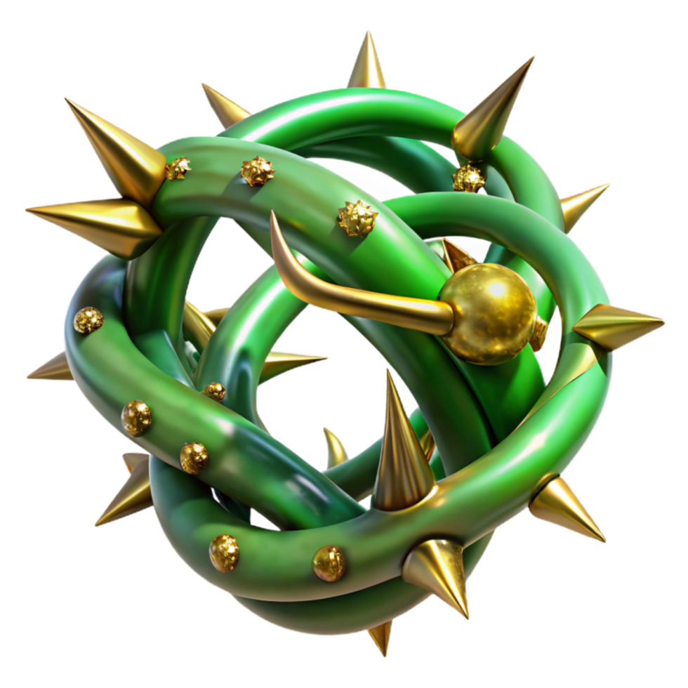 impressive classic Green Vine with Thorns Winding View Cutout high quality png