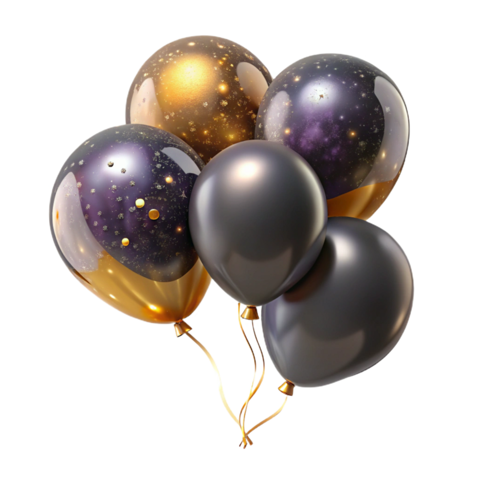 serene contemporary Group of Balloons Floating Upward Isolated on Transparent Background premium png