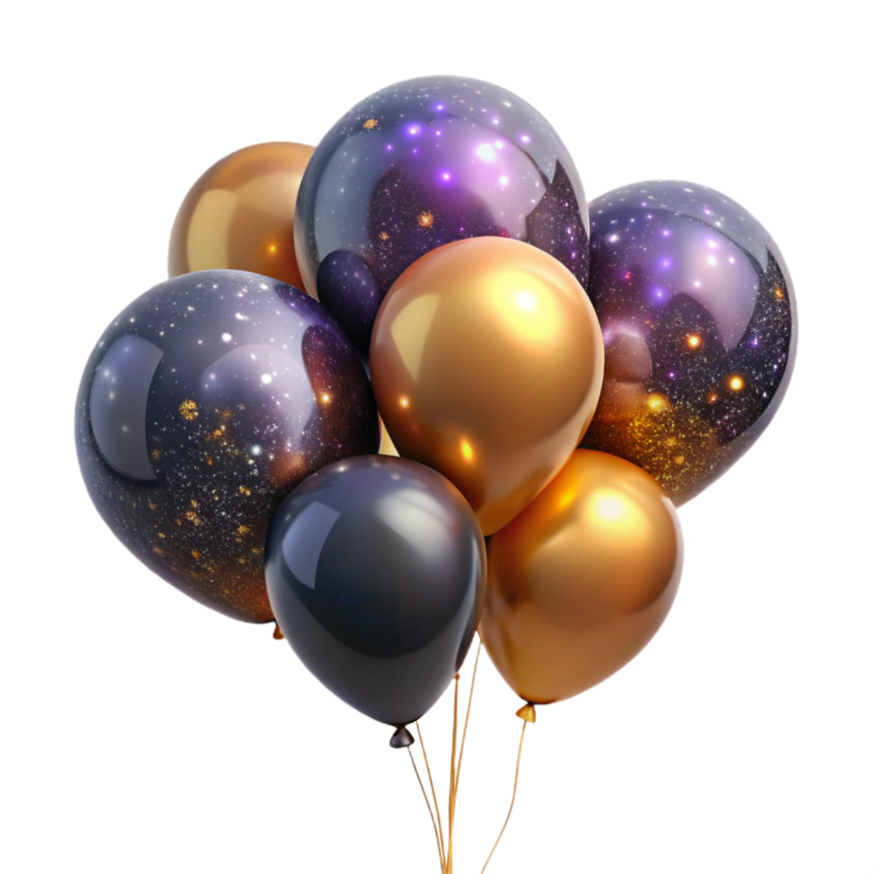 dramatic artistic Group of Balloons Floating Upward Isolated on Transparent Background authentic png