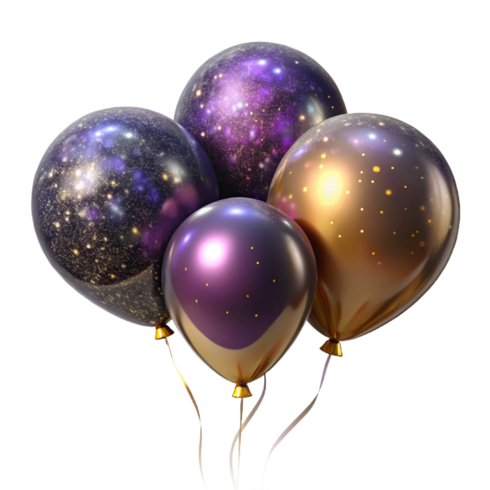 vibrant classic Group of Balloons Floating Upward Isolated on Transparent Background professional png