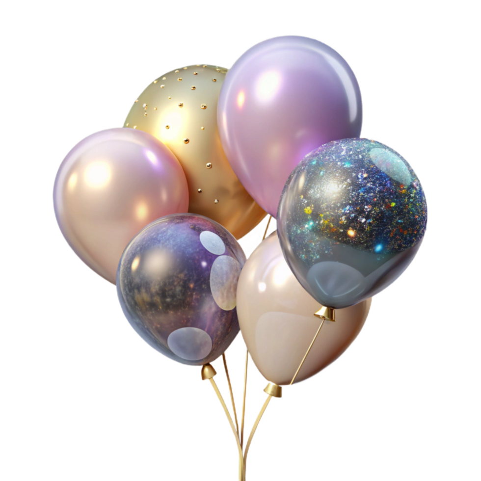 elegant contemporary Group of Balloons with Pastel Colors and Transparent Background authentic png
