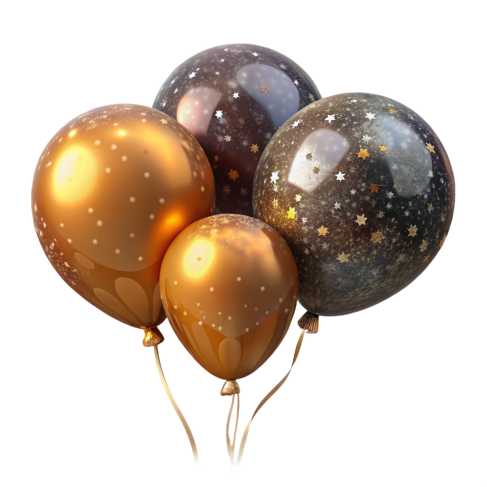 stunning rustic Group of Festive Balloons Isolated on Transparent Background detailed png