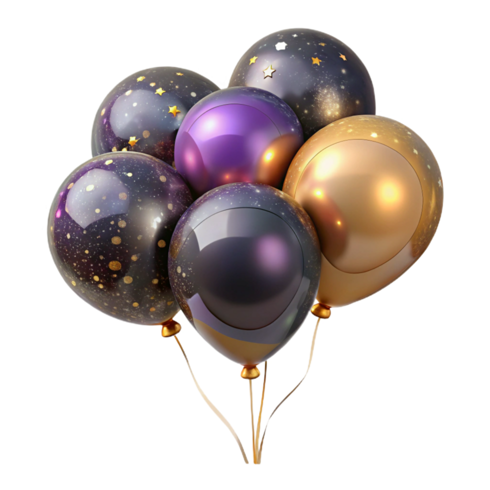 vibrant traditional Group of Festive Balloons Isolated on Transparent Background high resolution png