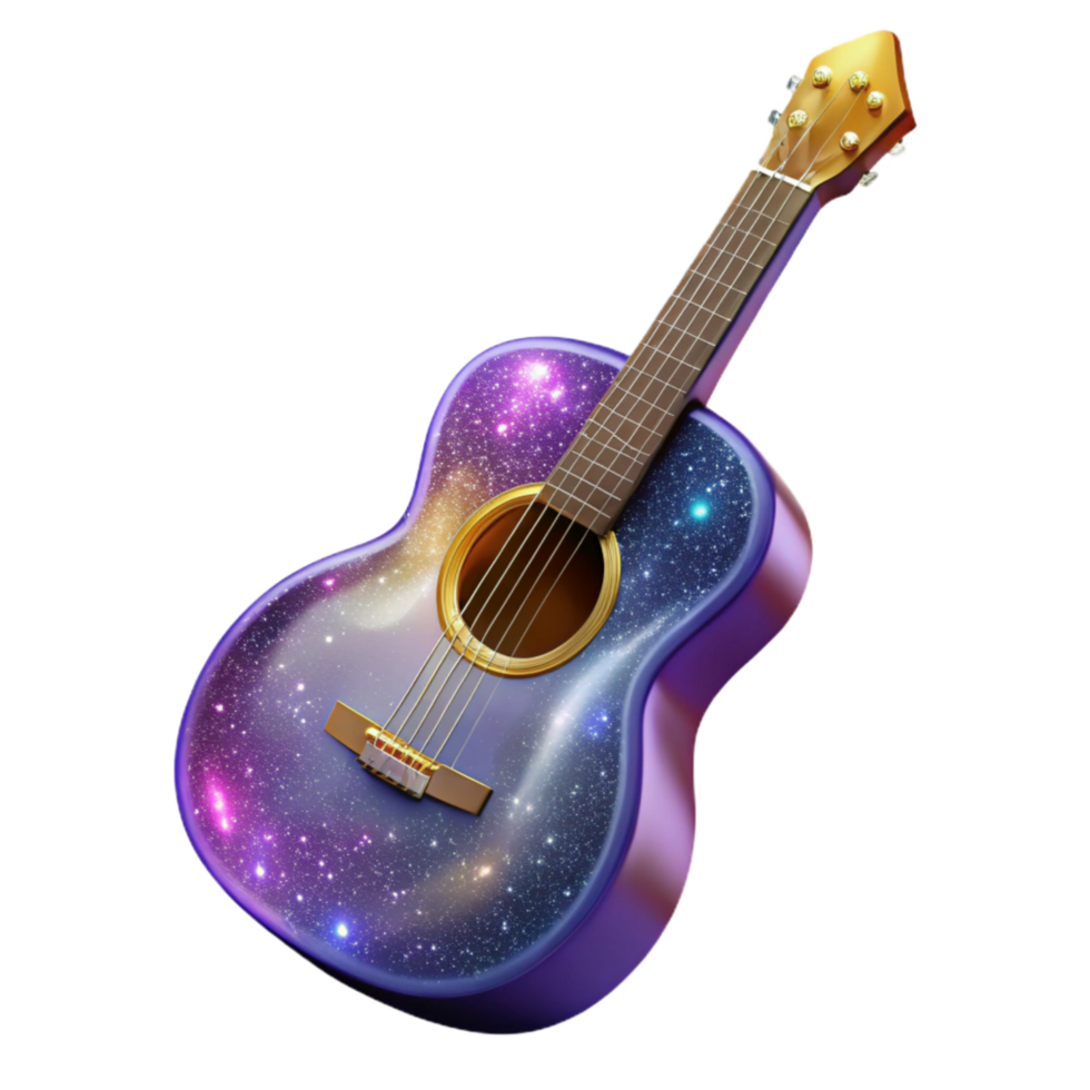 serene modern Guitar Acoustic Front View Transparent Background authentic png