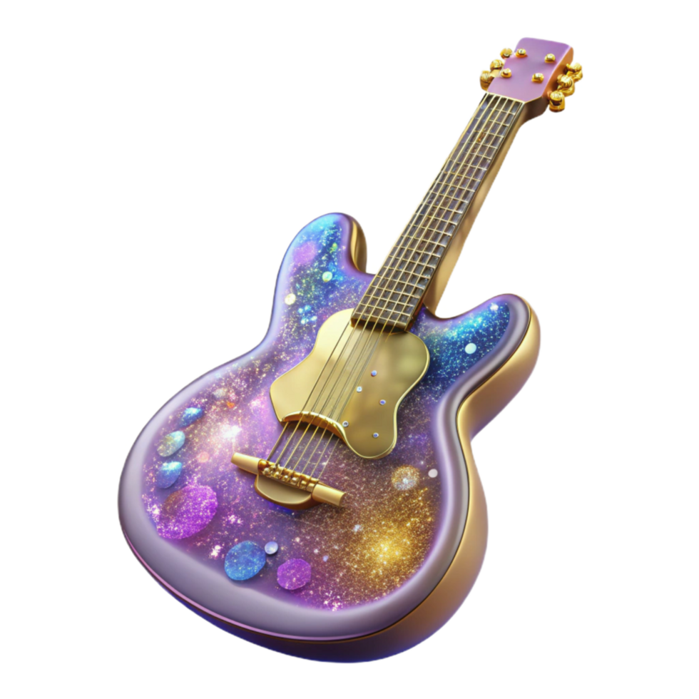 vibrant traditional Guitar Front View Transparent Background original png