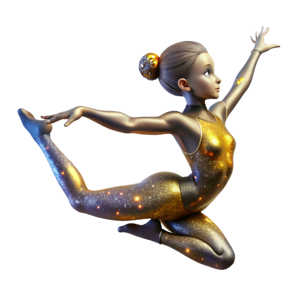 beautiful artistic Gymnast in Mid Air Graceful Movement Isolated high resolution png