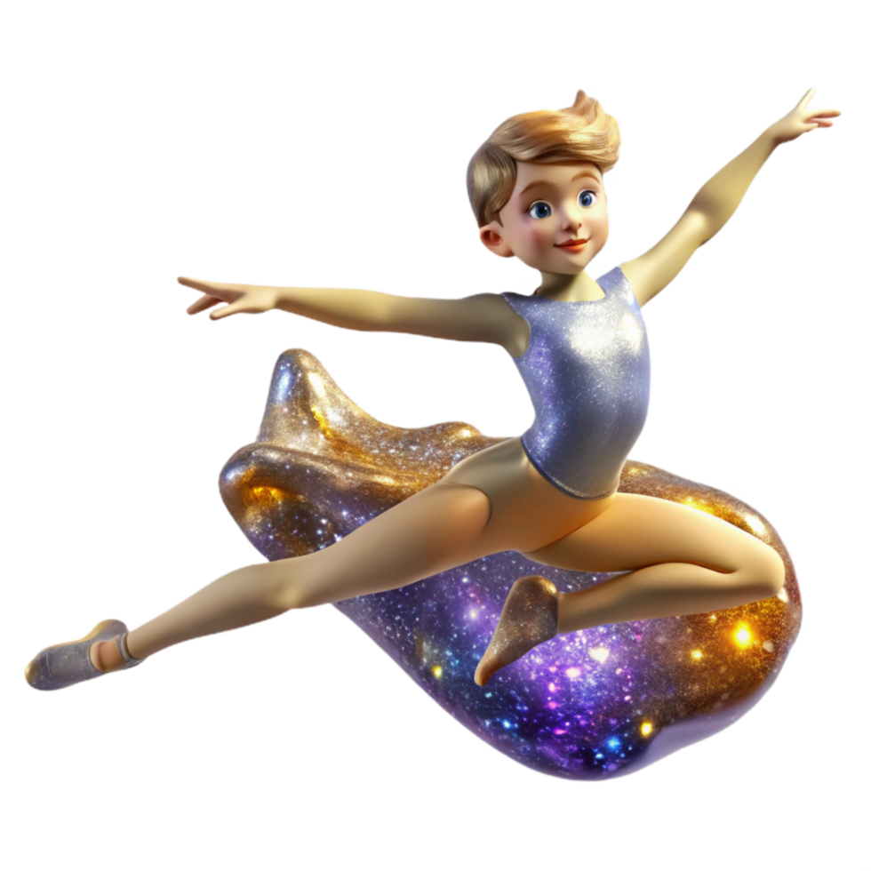 elegant creative Gymnast in Mid Air Graceful Movement Isolated authentic png
