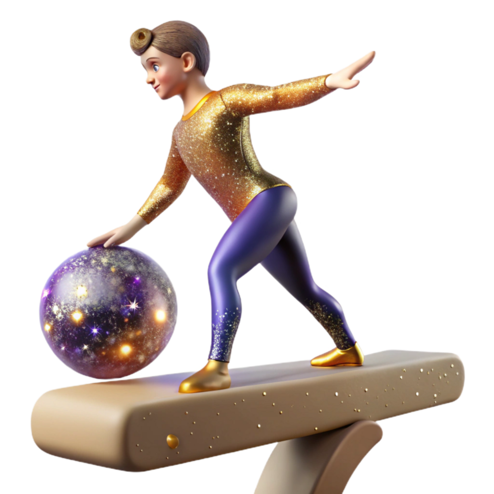 magnificent abstract Gymnast on Balance Beam Isolated on Transparent Background with Graceful Pose exclusive png