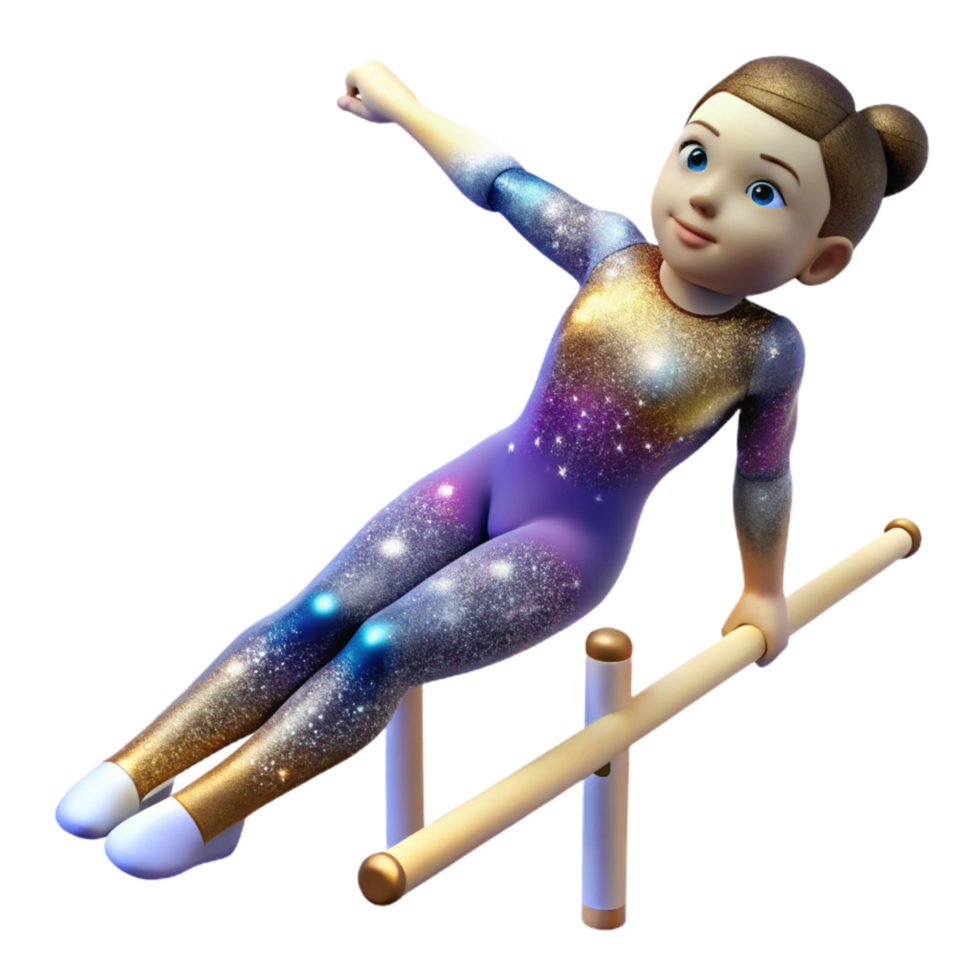 dramatic classic Gymnast on Uneven Bars Strength and Skill Isolated Cutout original png