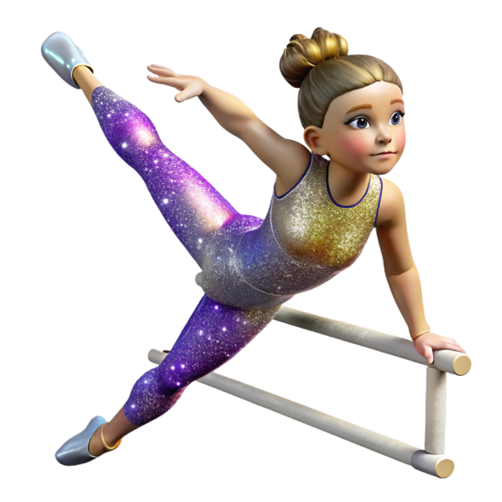 impressive classic Gymnast on Uneven Bars Strength and Skill Isolated Cutout genuine png