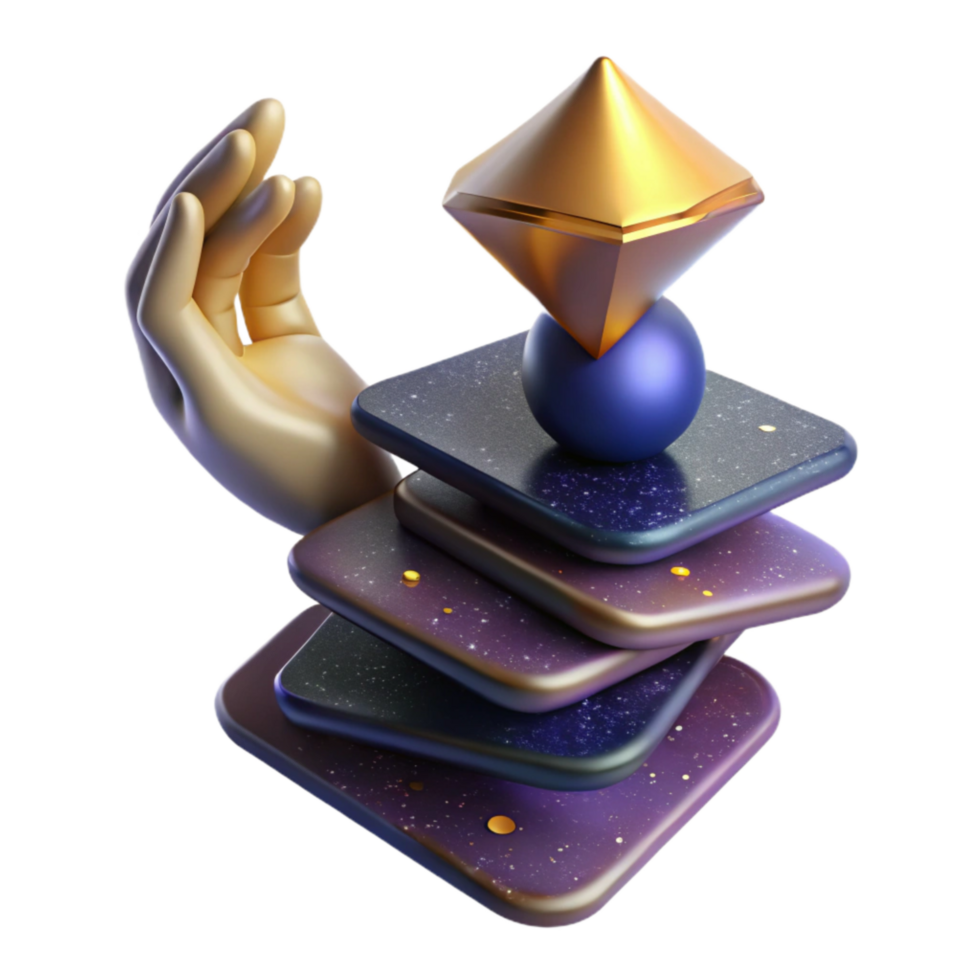 wonderful rustic Hand Balancing Stack of Coins Cutout detailed png
