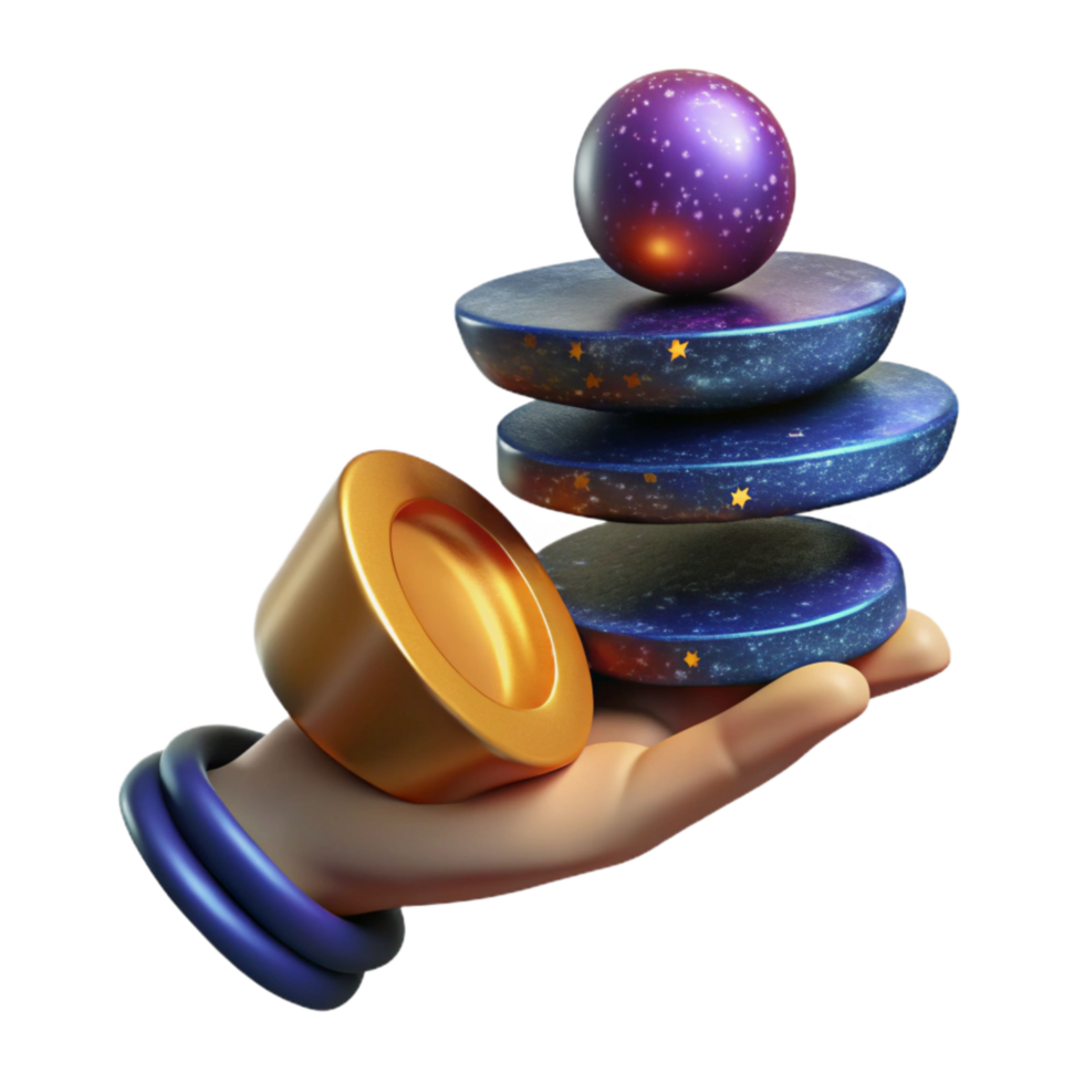 beautiful abstract Hand Balancing Stack of Coins Cutout high resolution png
