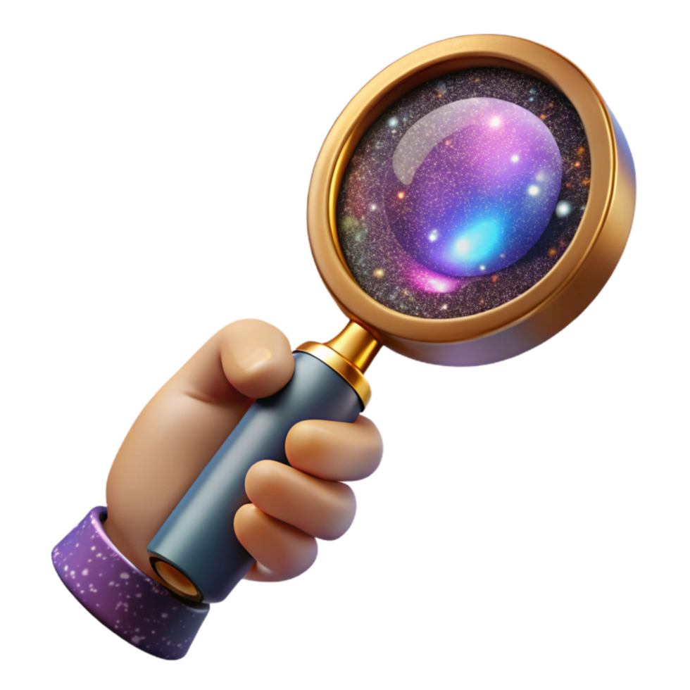 magnificent minimalist Hand Holding a Magnifying Glass Isolated on Transparent Background high quality png
