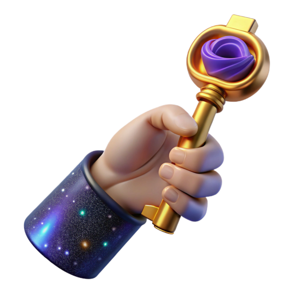 wonderful minimalist Hand Holding a Key Isolated on Transparent Background professional png