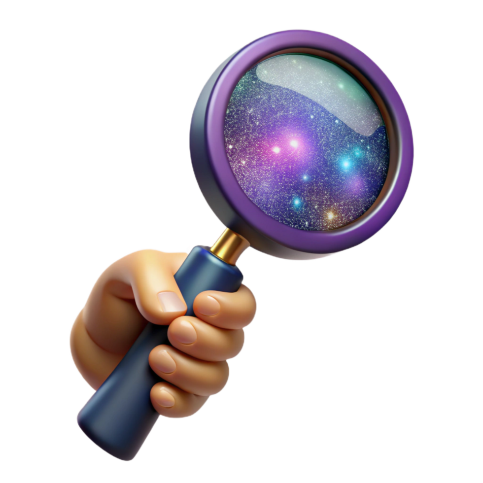 impressive abstract Hand Holding a Magnifying Glass Isolated on Transparent Background exclusive png