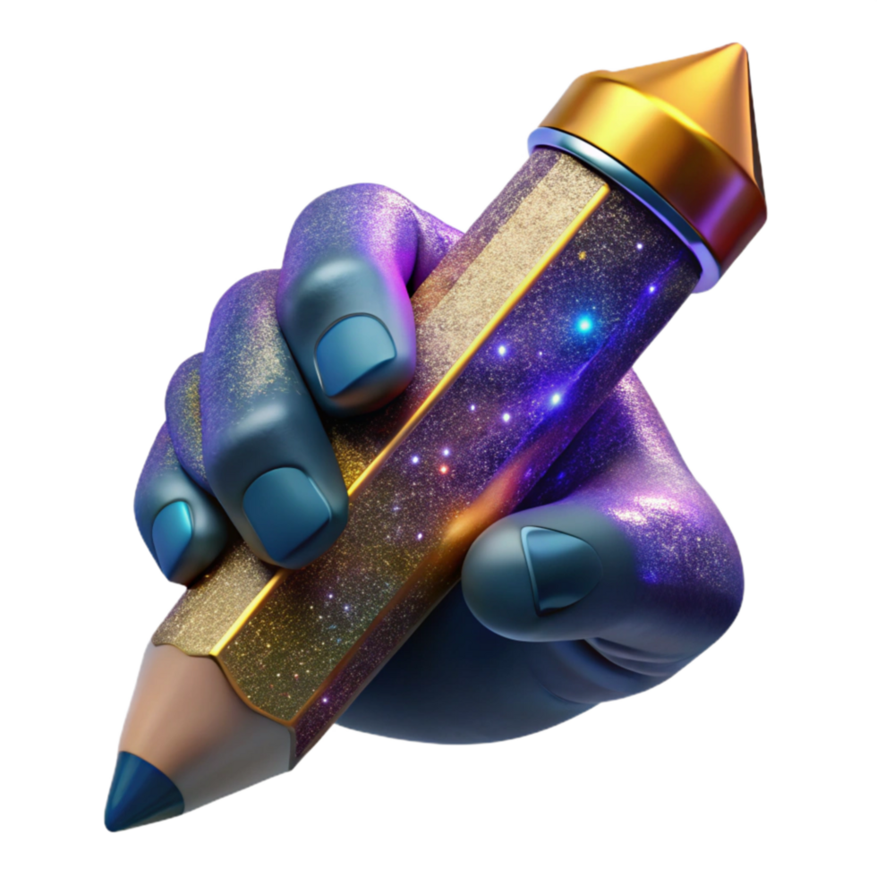 vibrant artistic Hand Holding a Pencil Side View Transparent original png