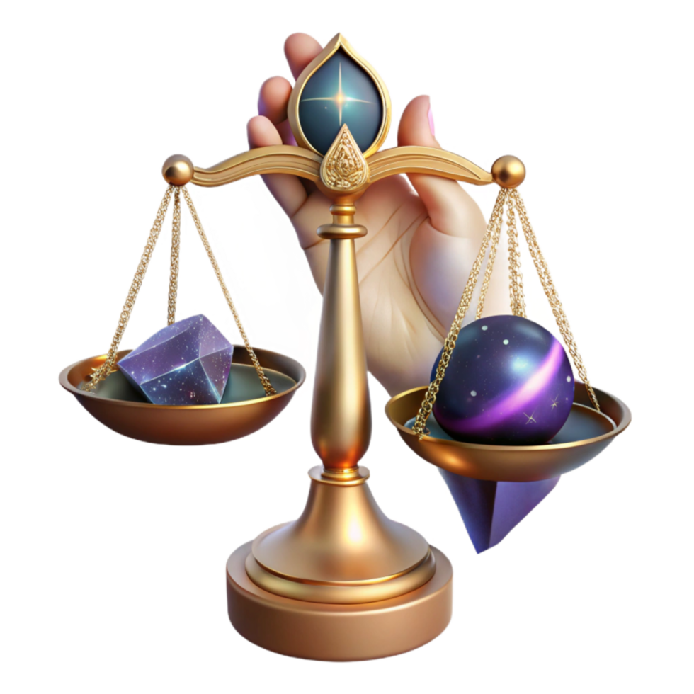 serene minimalist Hand Holding Balancing Scales with Risk and Reward Text Cutout png