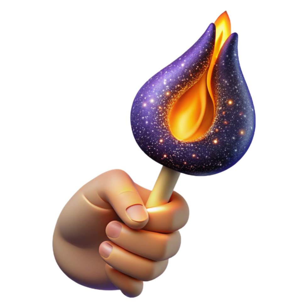 vibrant creative Hand Holding Burning Match Close Up Cutout professional png