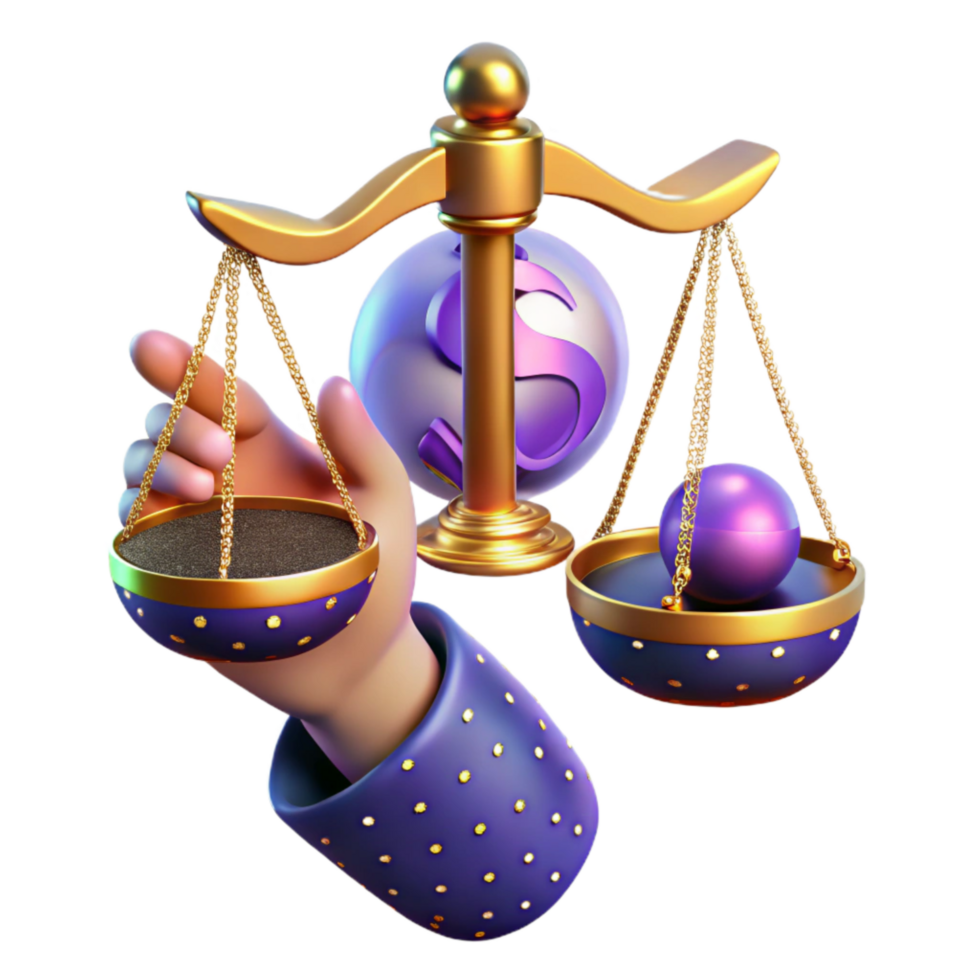 beautiful traditional Hand Holding Balancing Scales with Risk and Reward Text Cutout exclusive png