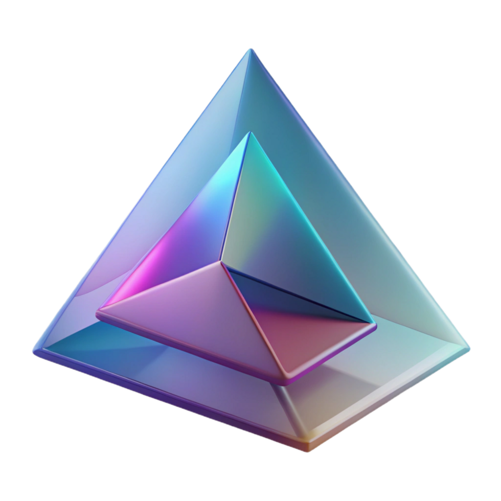 beautiful contemporary A series of overlapping, transparent triangles, with gradients of color, creating a sense of depth and dimension, in a minimalist, geometric style premium png