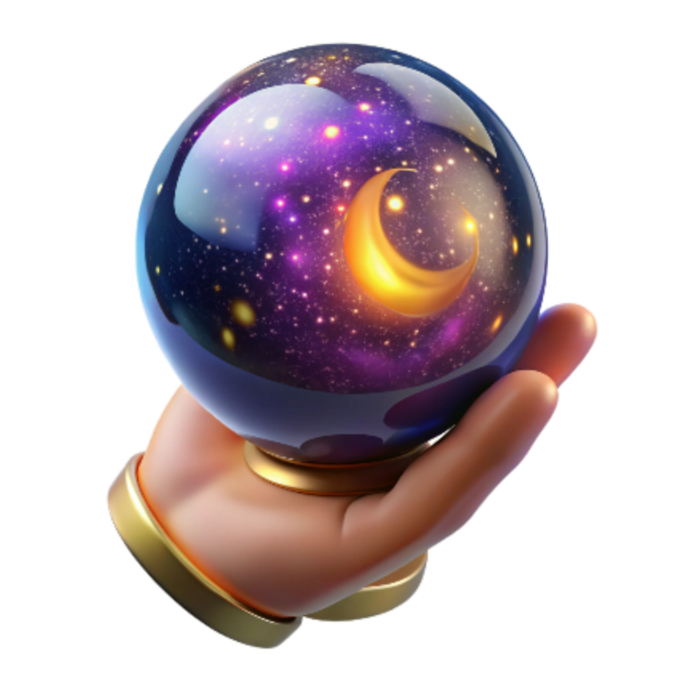 wonderful minimalist Hand Holding Glowing Crystal Ball Isolated Element png