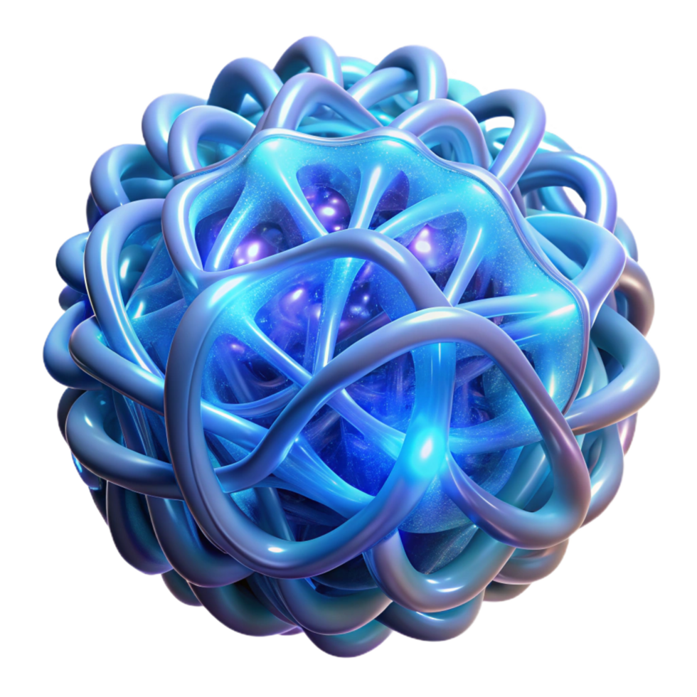elegant minimalist A field of interwoven, glowing fibers, forming a complex, organic network, in a bioluminescent, abstract style original png