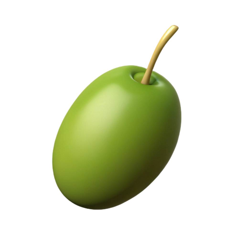 serene contemporary A single green olive with a pimento, professional png